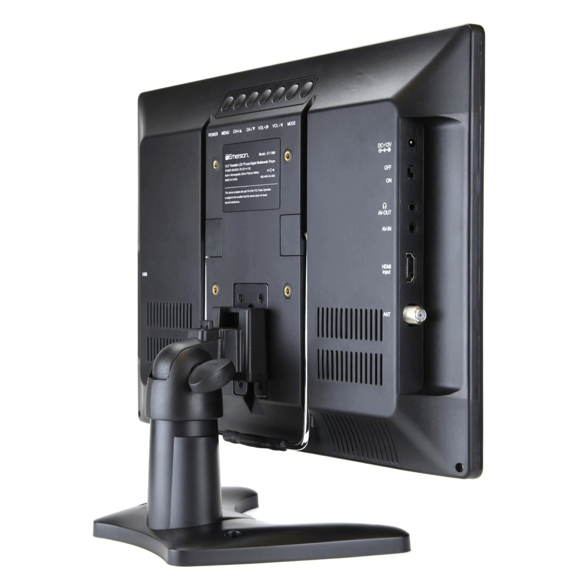 Emerson 13.3" Portable Digital TV w 12V DC Car Adapter and Rechargeable Battery