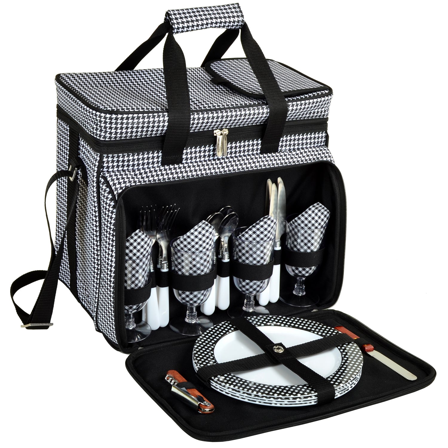 Picnic at Ascot Equipped Picnic Cooler with Service for 4 on
