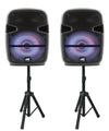 Dual 12 inch Bluetooth® True Wireless Sync Party Speakers with Disco Light Combo (NDS-1218D)