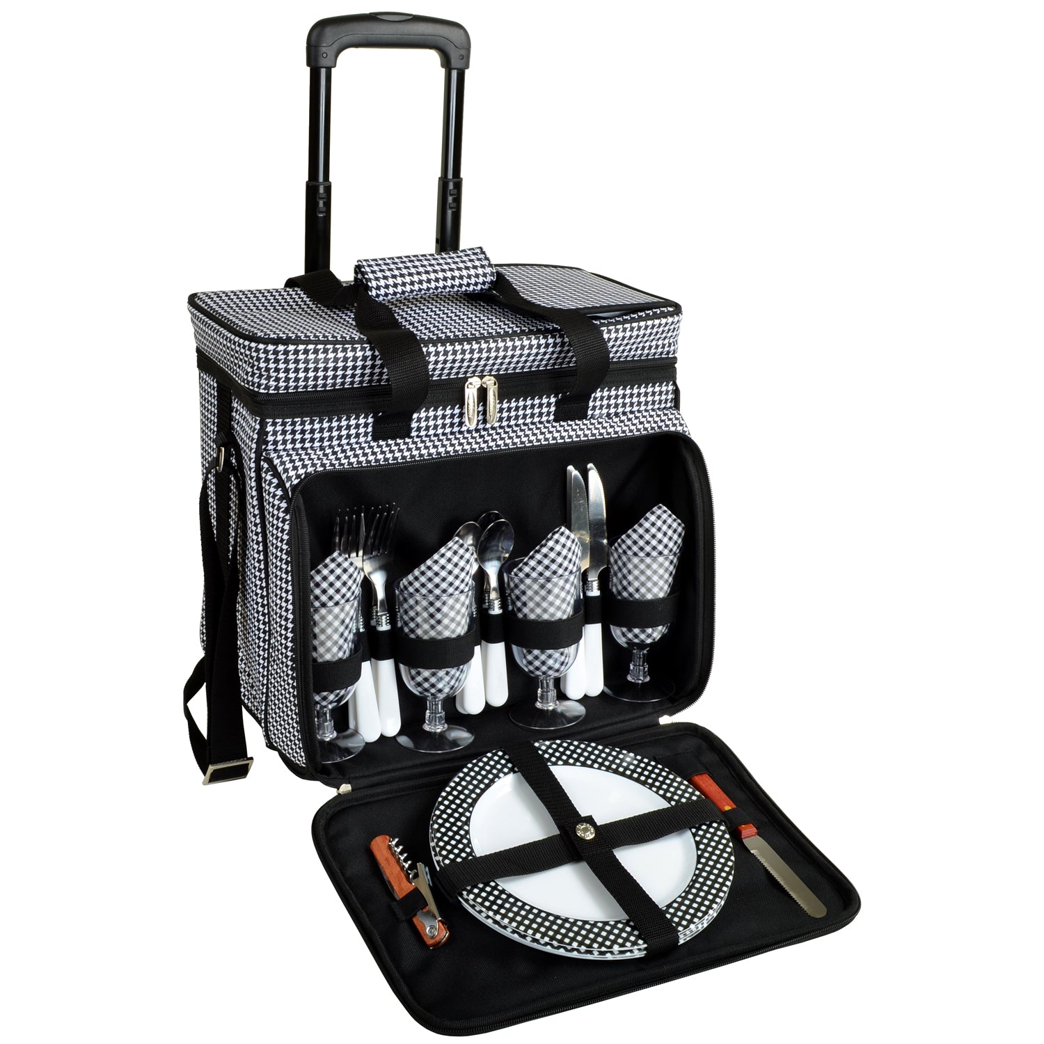 Picnic at Ascot Picnic Cooler with Service for 4 on Wheels (330