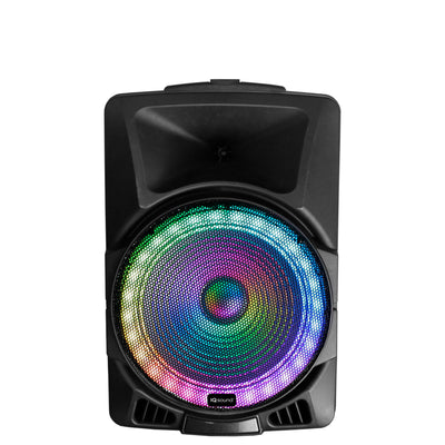 15” Portable Bluetooth Speaker w True Wireless Stereo & LED Lights (IQ-8115DJBT)
