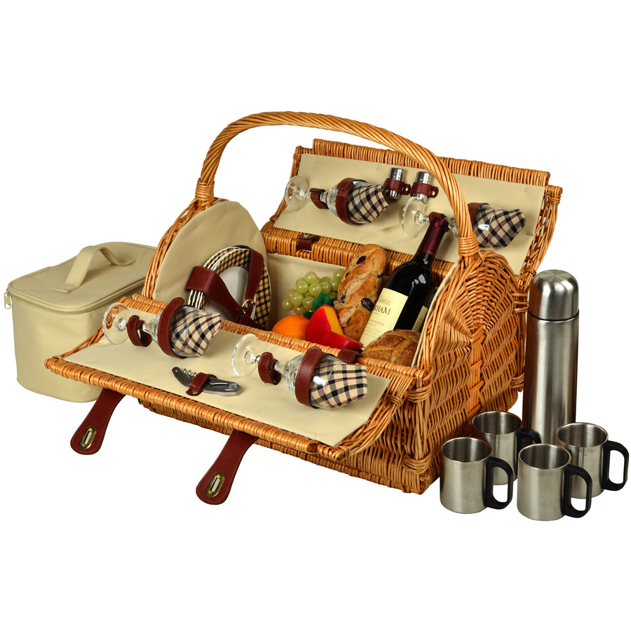 Picnic at Ascot Yorkshire Picnic Basket with Service for 4 & Coffee Set (710C)