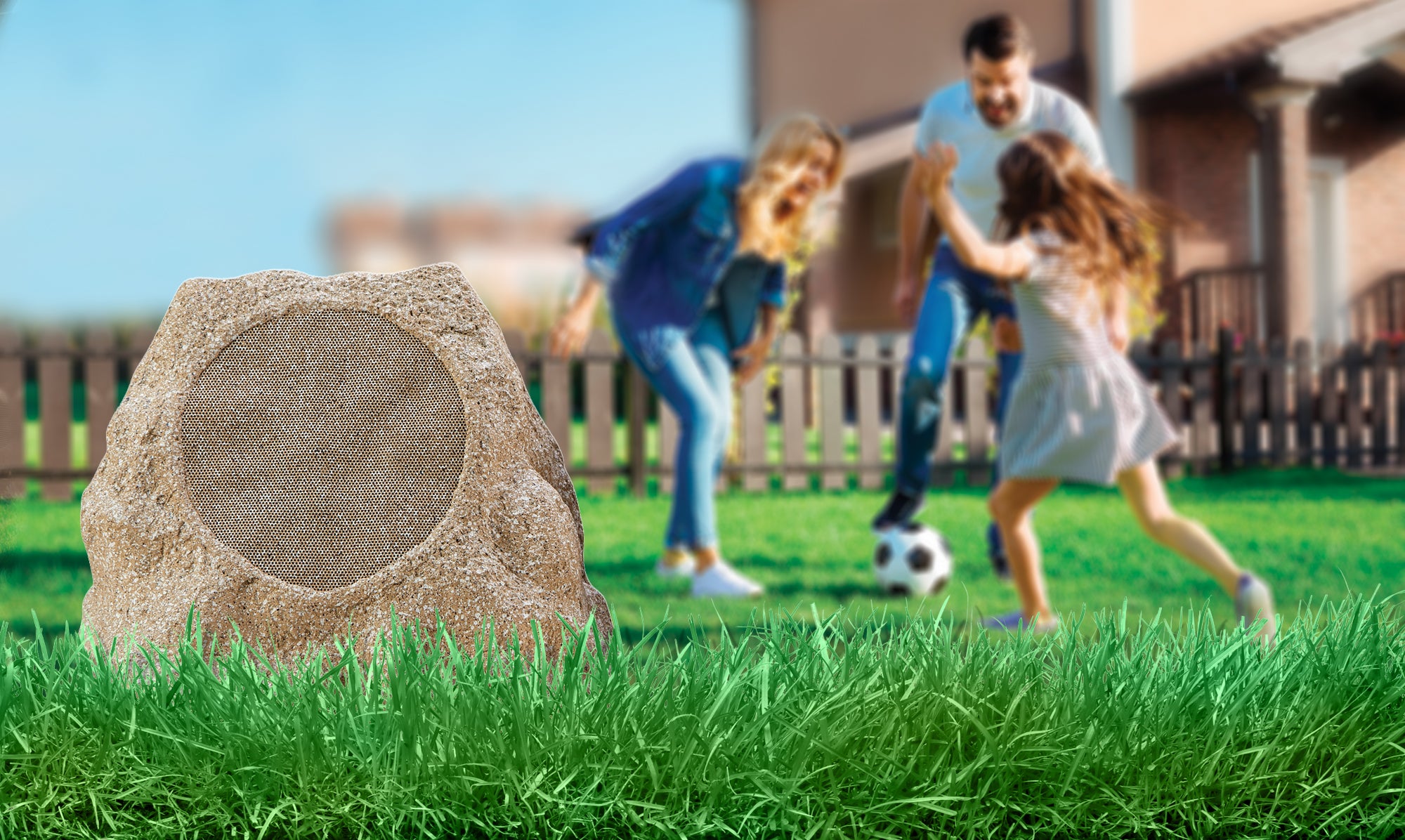 SoundPro 1-Pair Bluetooth Multi-Link Solar Rechargeable Wireless Rock Speakers