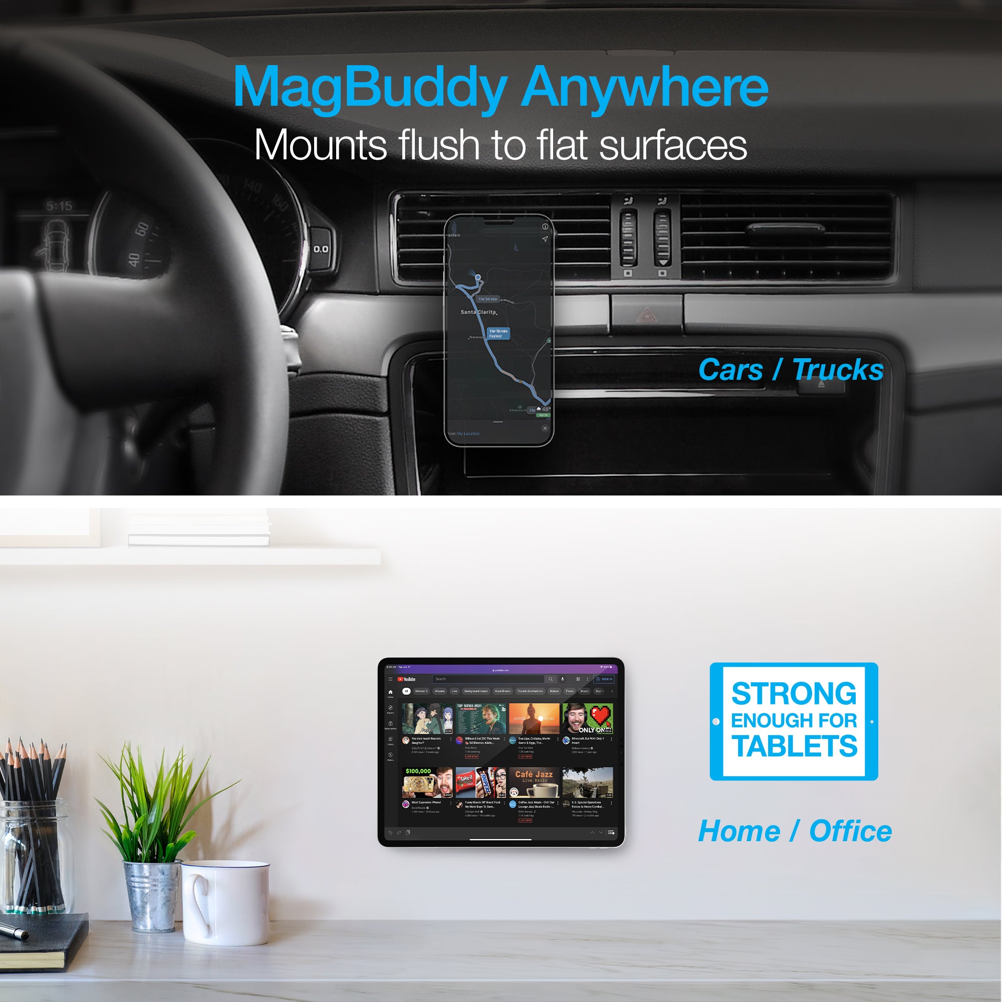 Naztech MagBuddy Elite Anywhere Mount - Hands-Free and Shock Proof