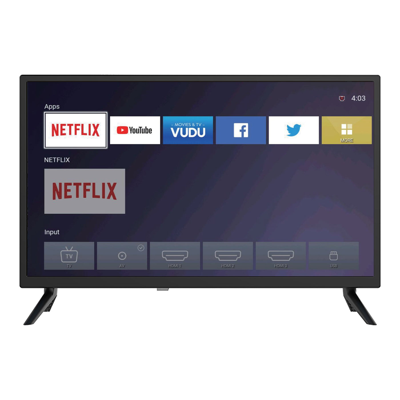 Supersonic 24" Smart 12V ACDC Compatible HDTV DLED HD WiFi with 3 HDMI Inputs and 2 USB Inputs (SC-2416STV)