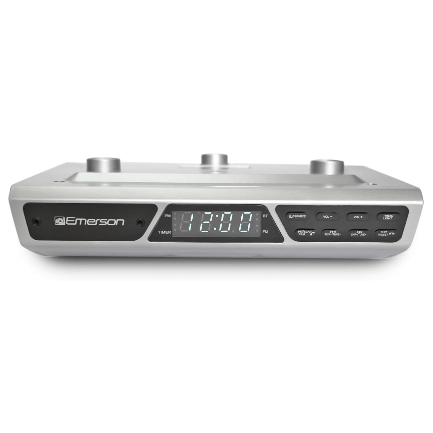 Emerson Under Cabinet FM Radio w Bluetooth, Station Memory and Clock with Timer