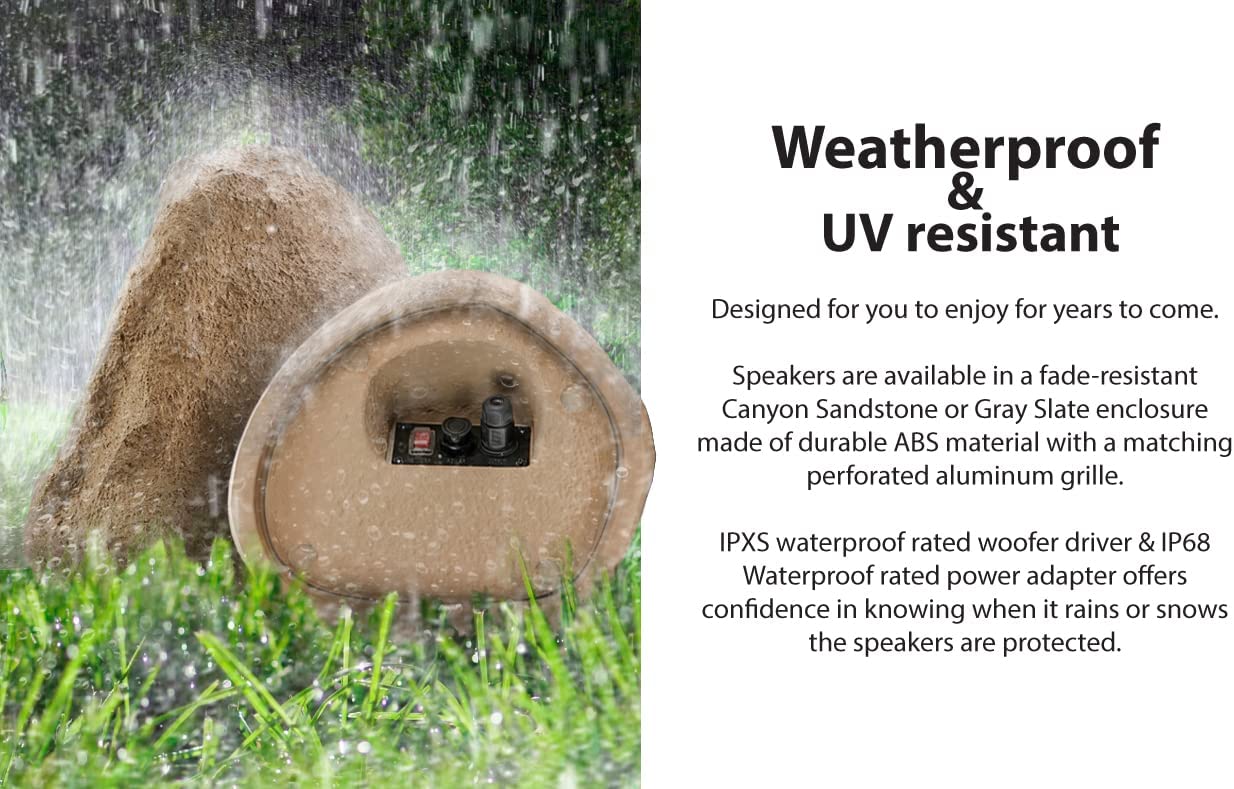 SoundPro Dual Bluetooth Outdoor Weatherproof Rock Landscape Speakers