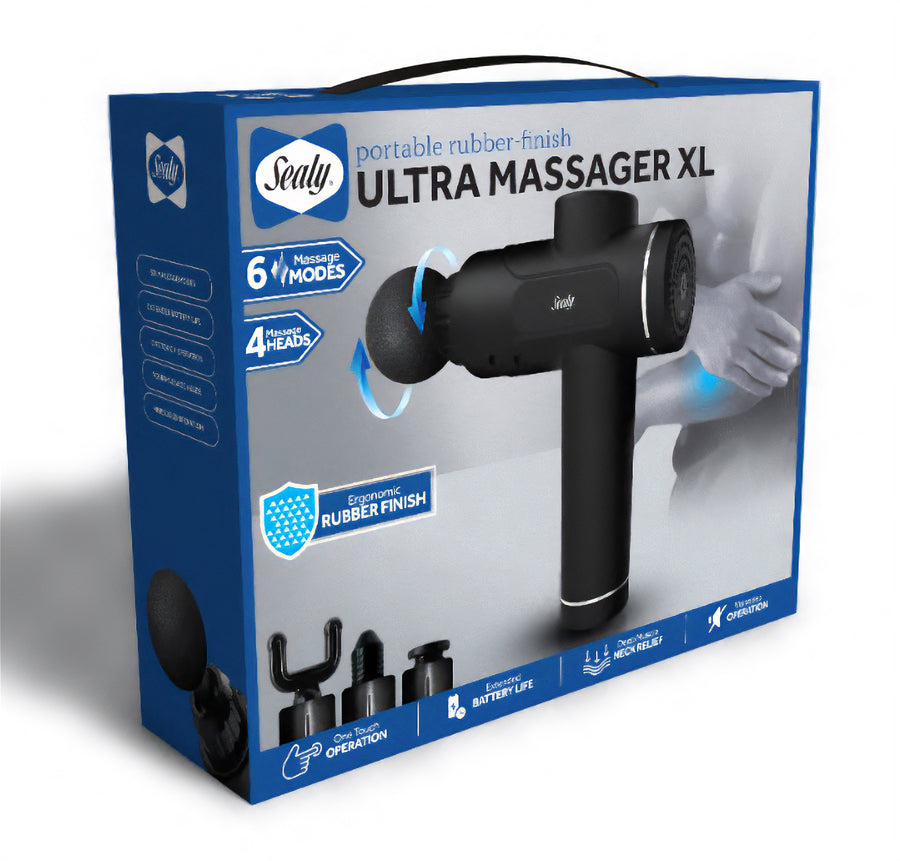 Sealy Full Size Percussive Ultra Massager X w 4 Massage Heads (MA-113)