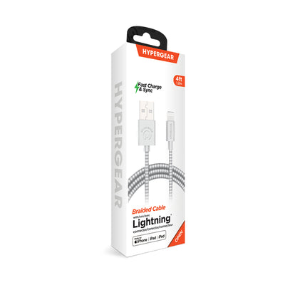 HyperGear USB to Lightning Braided Cable 4ft White (15404-HYP)