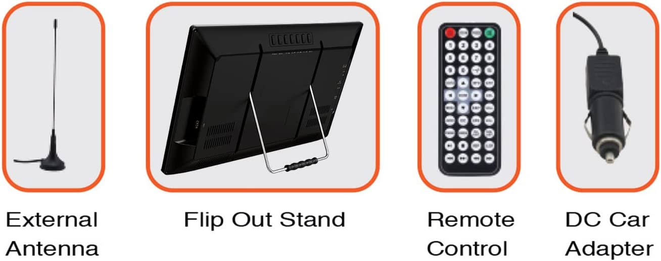 Naxa Portable 16" TV & Digital Multimedia Player with Built-in Rechargeable Lithium Battery & DC Car Cord (NT-1600)