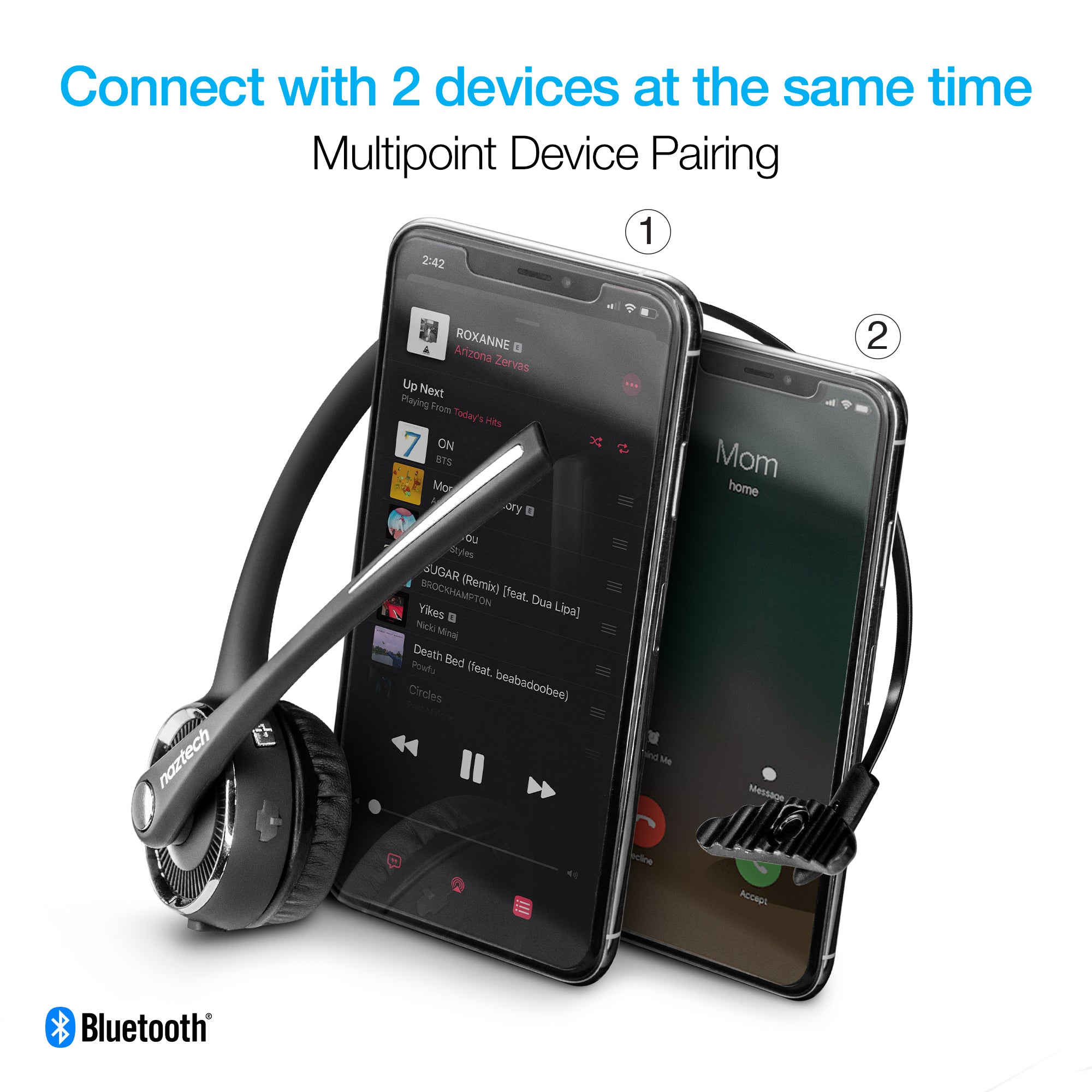 Naztech N980 BT Over-the-Head Headset w Base (15183-HYP)