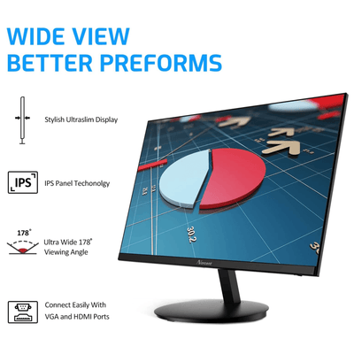 Norcent 24 Inch Frameless Computer Monitor FHD 75HZ VA with Built-In Speakers