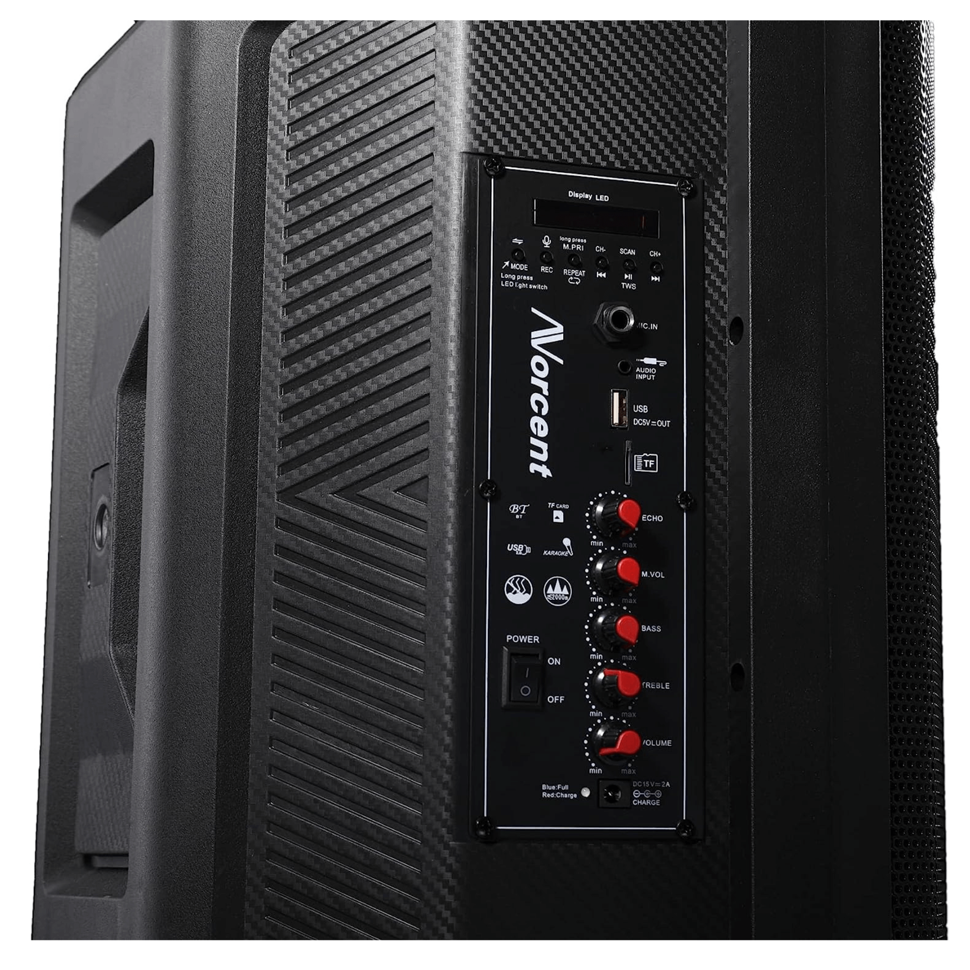 Norcent 12" Portable Wheeled Bluetooth Speaker w Microphone and Flashing Lights