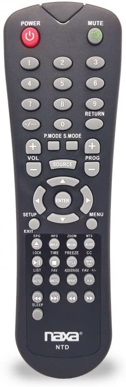 NAXA Original Replacement Remote Control for Naxa NT and NTD Model 12 Volt TVs and TV-DVD Combo Players