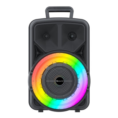 Portable Bluetooth 8" Speaker w TWS, FM Radio & Vol-Mic Controls (IQ-5708DJBT)
