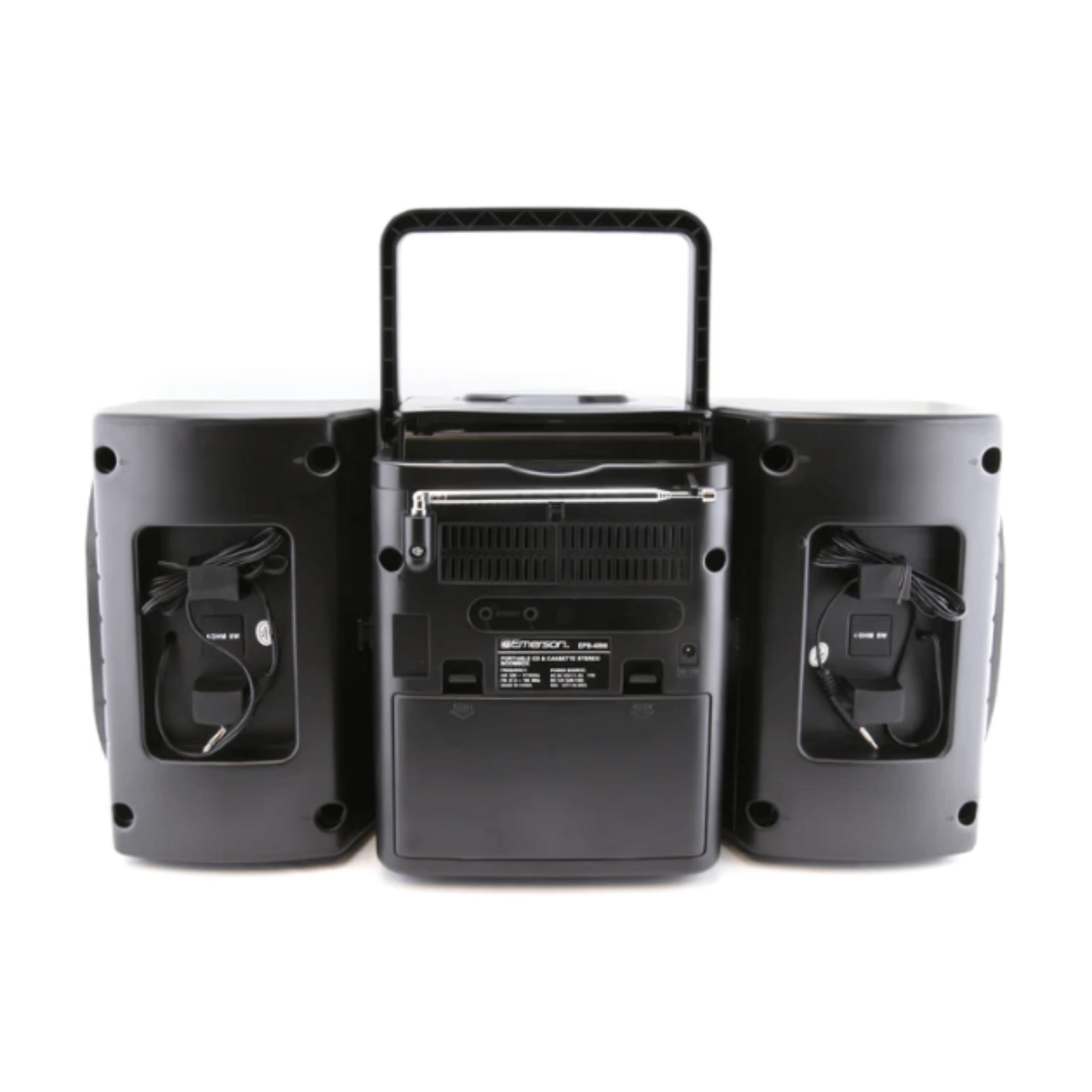 Emerson Portable CD & Cassette Stereo Boombox w AMFM Radio and Mic Audio Control