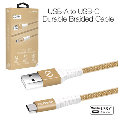 Naztech USB-A to USB-C 2.0 Charge & Sync Cable 4ft Braided (USBCABLE9-PRNT)
