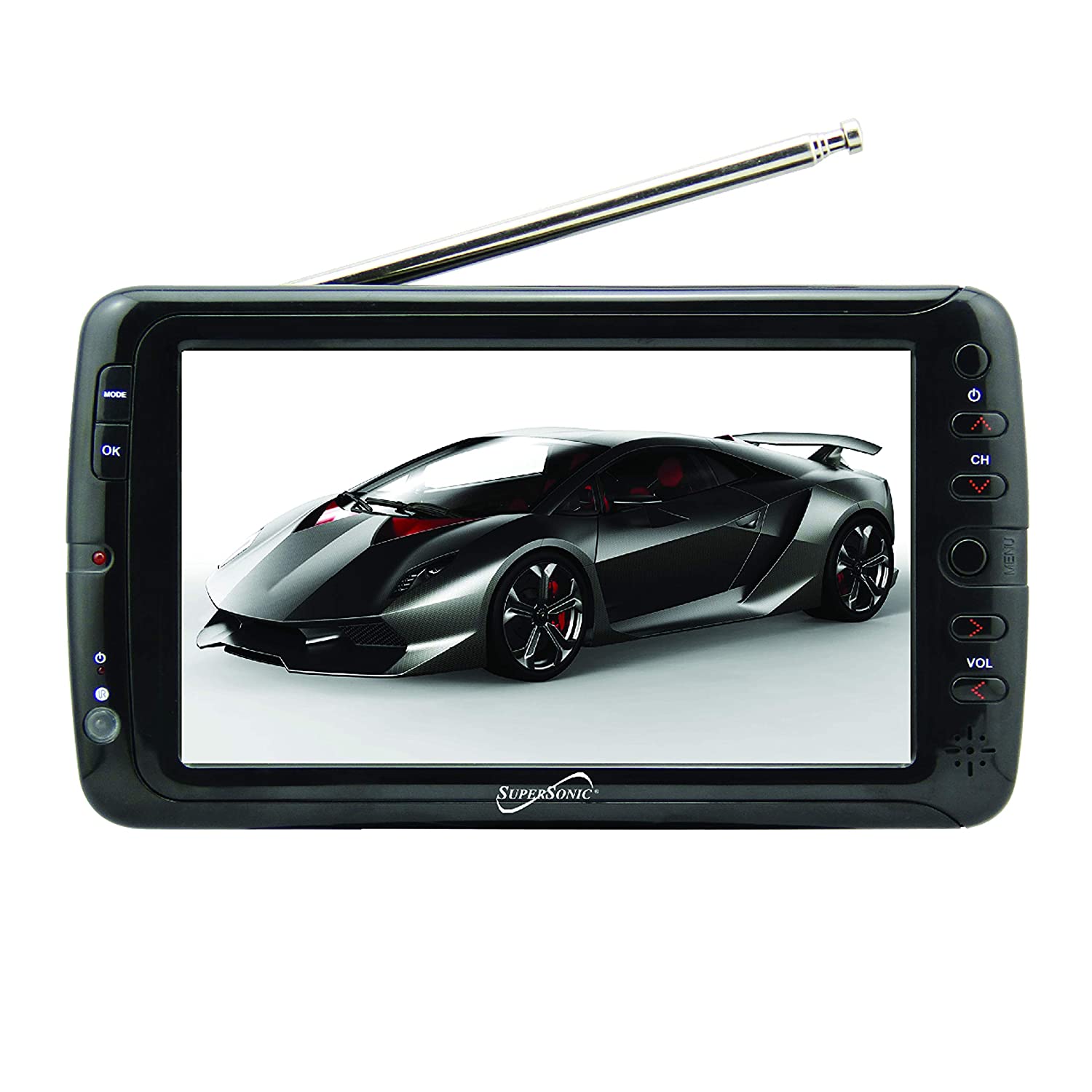 Supersonic 7" Portable Digital LCD TV with USB & SD Inputs, 12 Volt ACDC Compatible for RVs (SC-195)