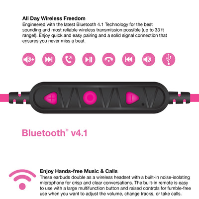 Naztech NX80w Wireless Earphones w 3 Comfy Earbud Sizes (NX80W-PRNT)