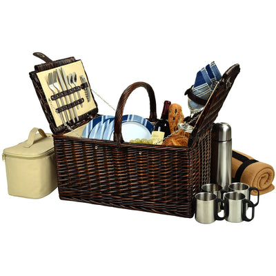Picnic at Ascot Buckingham Picnic Basket with Service for 4, Coffee Set & Blanket (714BC)