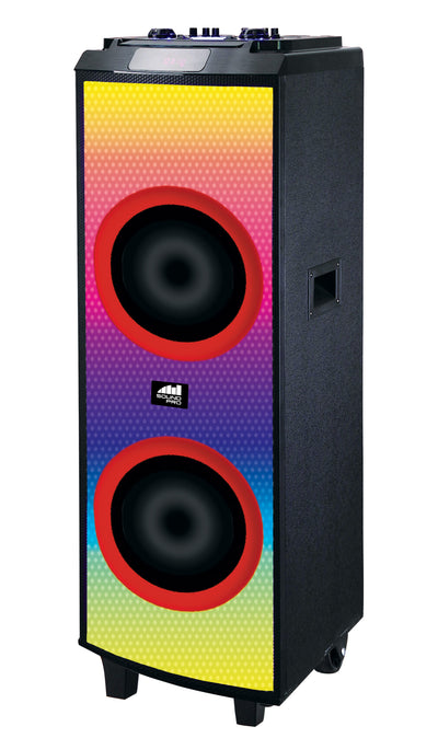 Portable Dual 12” Bluetooth® Blaze Party Speakers with Full Glow Disco Lights (NDS-1250)