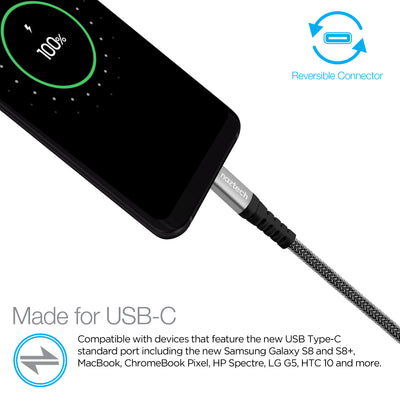 Naztech USB-C to USB-C 2.0 Charge & Sync Cable 4ft Braided (13852-HYP)