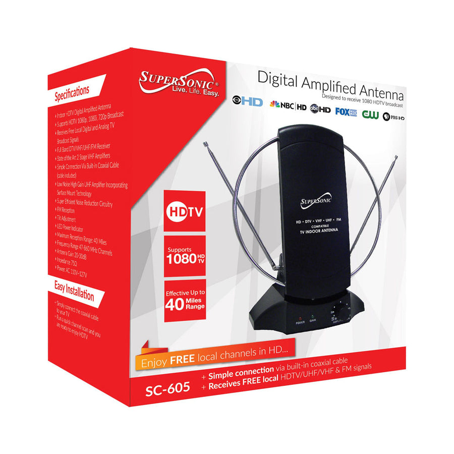 Supersonic HDTV Digital Amplified Indoor Antenna (SC-605)